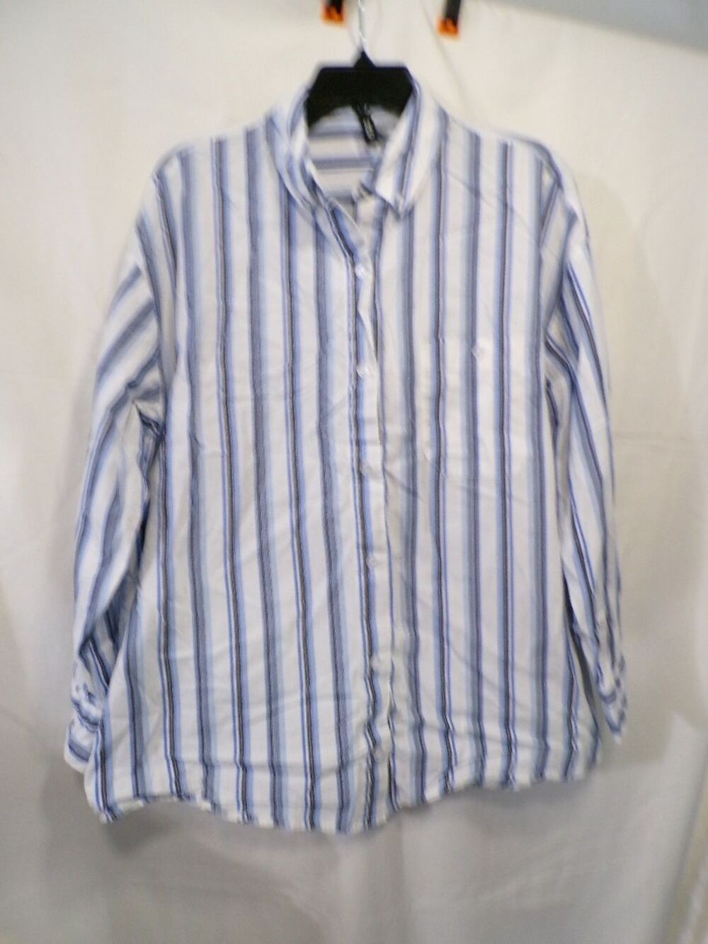 Divided H&M Men's Striped Button-Up Shirt S Blue Long Sleeve